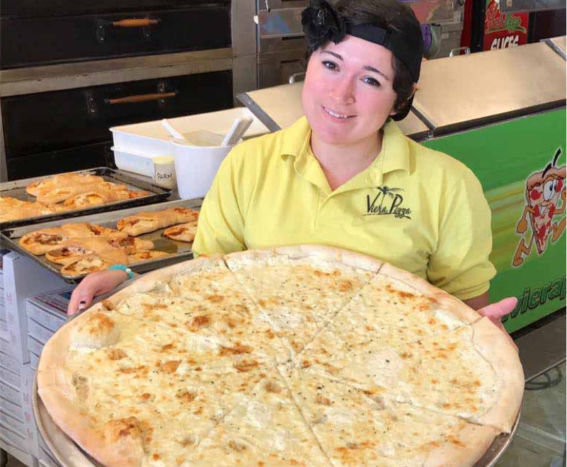 Fresh baked pizza from Viera Pizza
